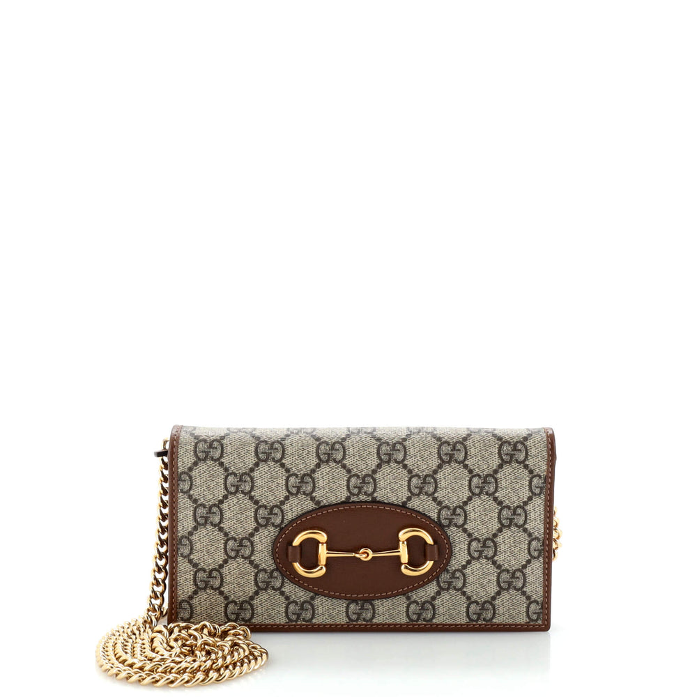 GUCCI Horsebit 1955 Chain Wallet GG Coated Canvas