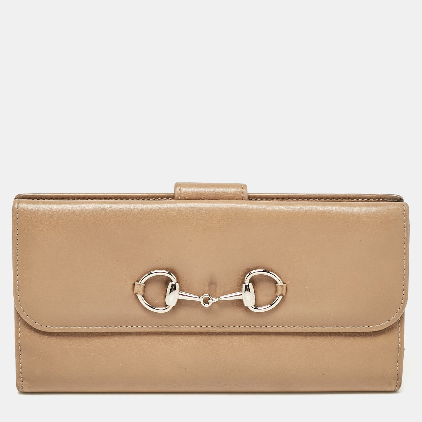 Gucci Braune Lederbrieftasche mit Horsebit-Muster