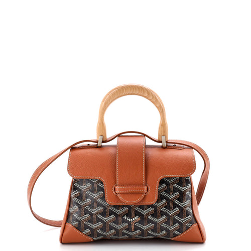 GOYARD Saigon Top Handle Bag Coated Canvas with Leather Mini