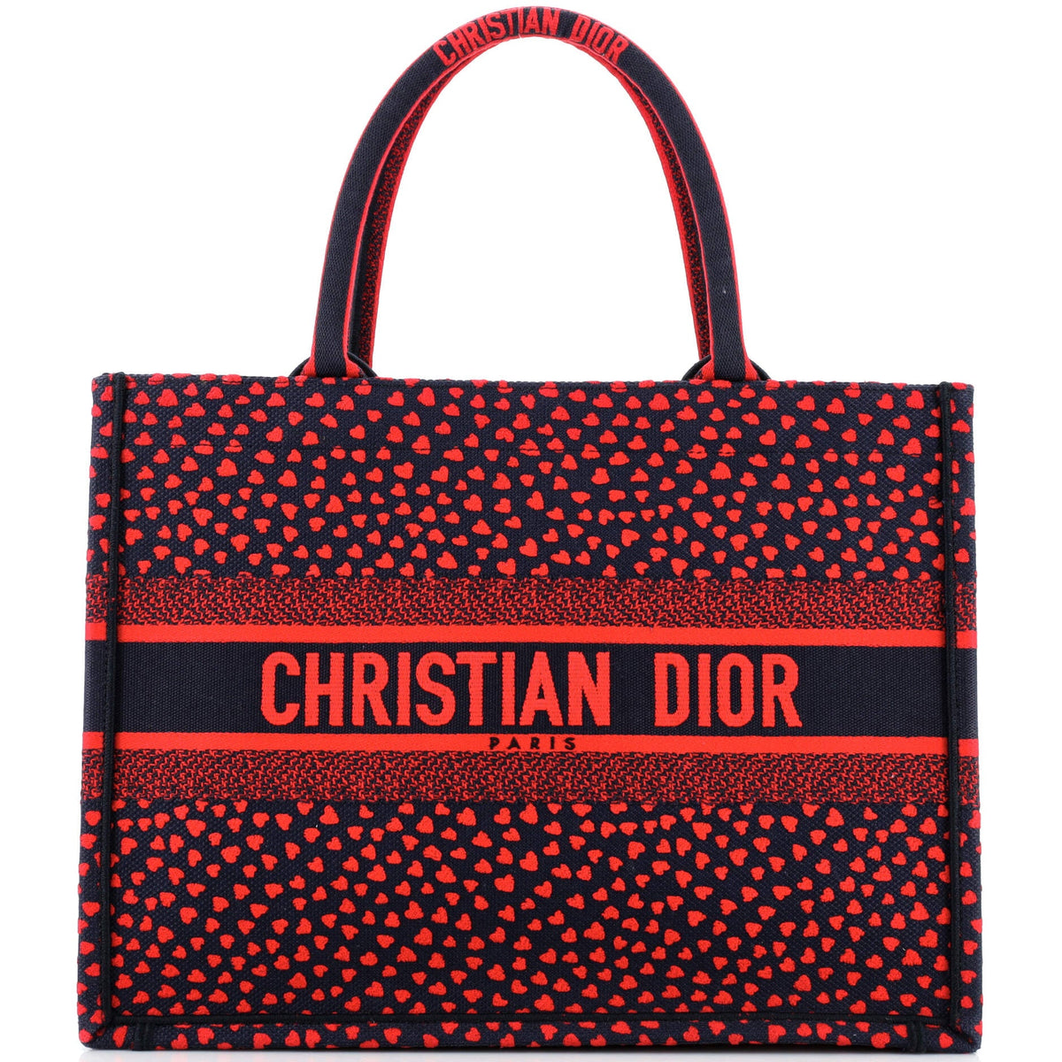 Christian Dior Book Tote I Love Paris Heart Embroidered Canvas Medium