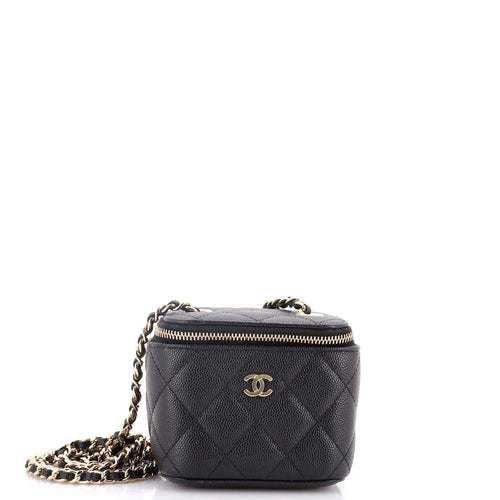 CHANEL Classic Vanity Case with Chain Quilted Caviar Mini
