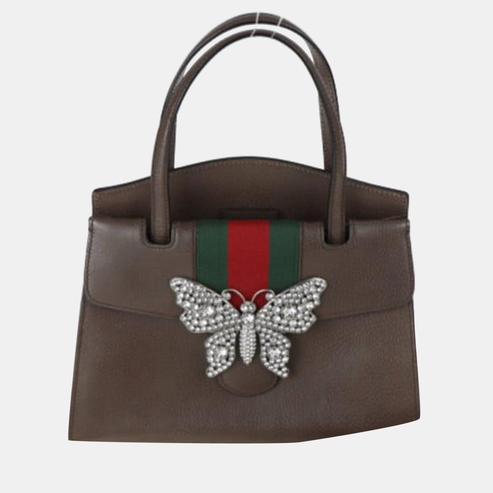 Gucci Brown Leather Butterfly Medium Linea Totem Tote Bag