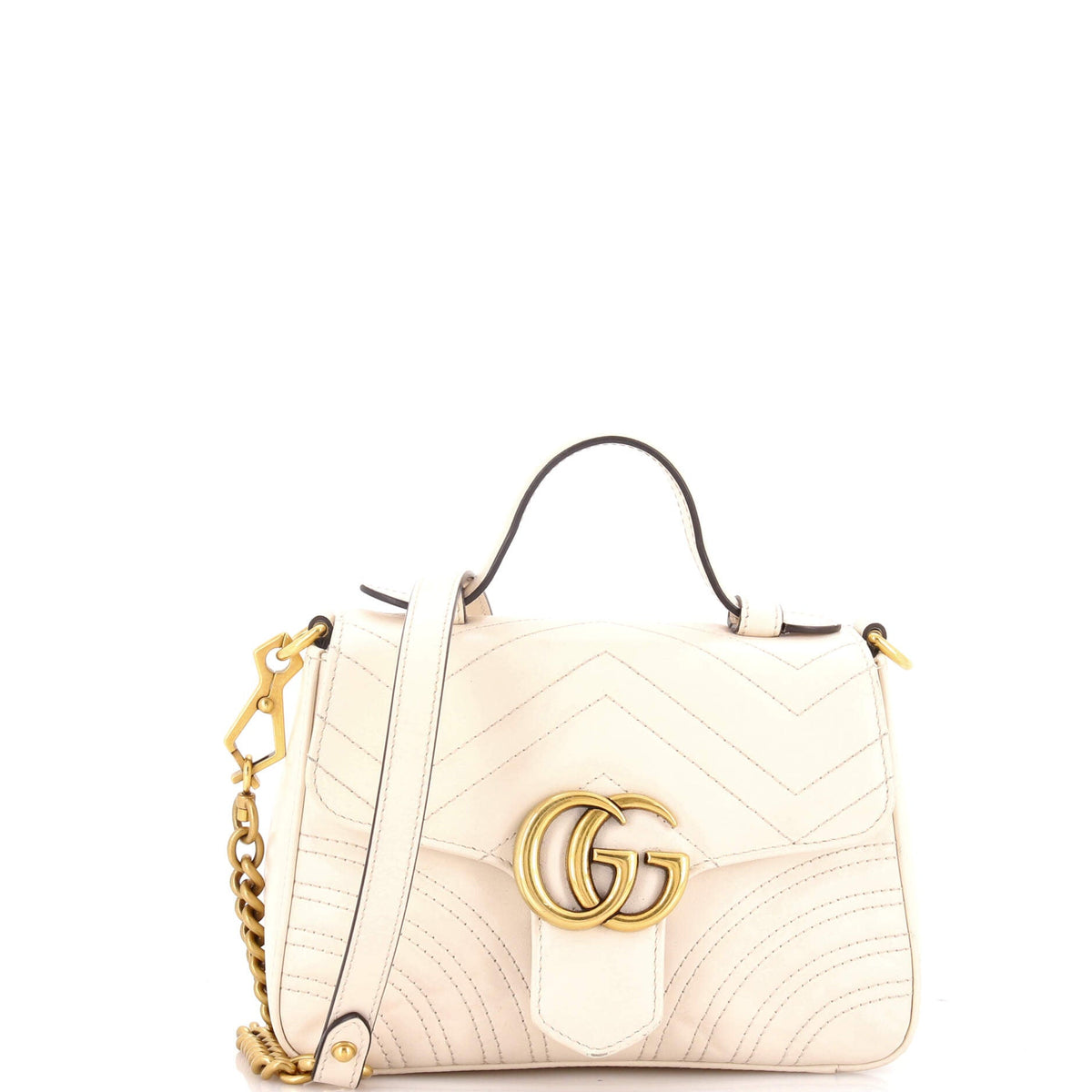 Gucci GUCCI GG Marmont Top Handle Flap Bag Matelasse Leather Mini