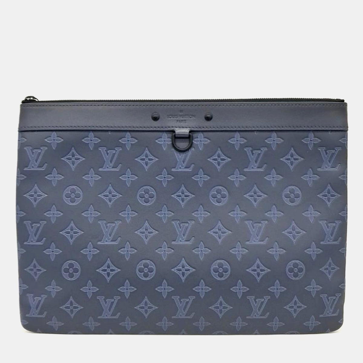 Louis Vuitton Blue/Black Leather Shadow Discovery Pochette Clutch