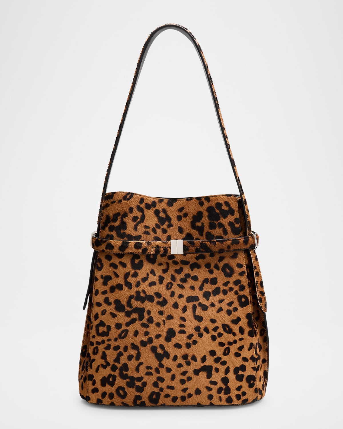 Toteme Belted Leopard Pony Hair Bucket Bag