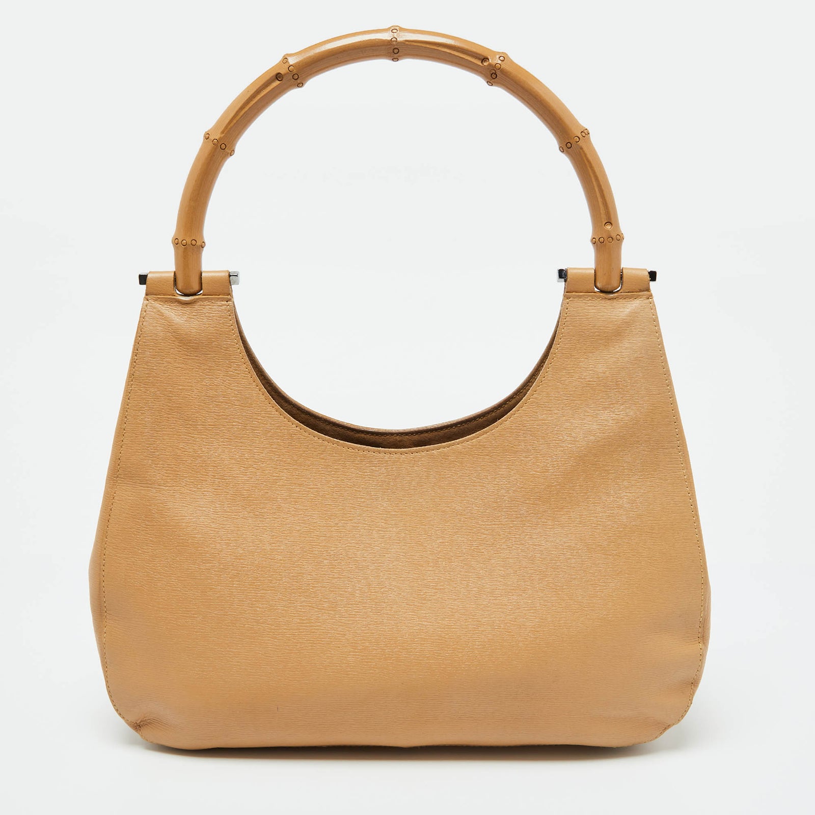 Gucci Hobo-Tasche aus Leder mit Bambusgriff in Beige