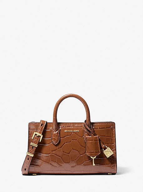 Michael Kors MK Scarlett Extra-Small Crocodile Embossed Leather Crossbody Bag - Brown - Michael Kors