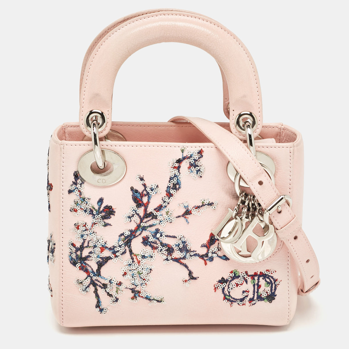 Dior Pink Ombre Leather Sequins Embellished Mini Lady Tote