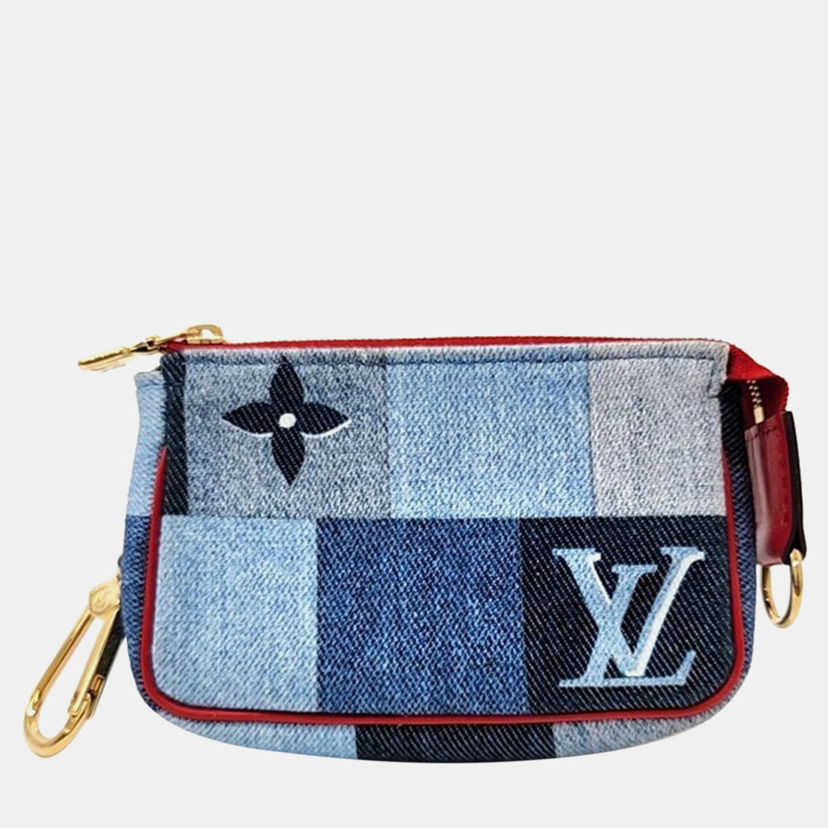 Louis Vuitton Blue Denim Patchwork Pochette Accessoires Clutch Bag