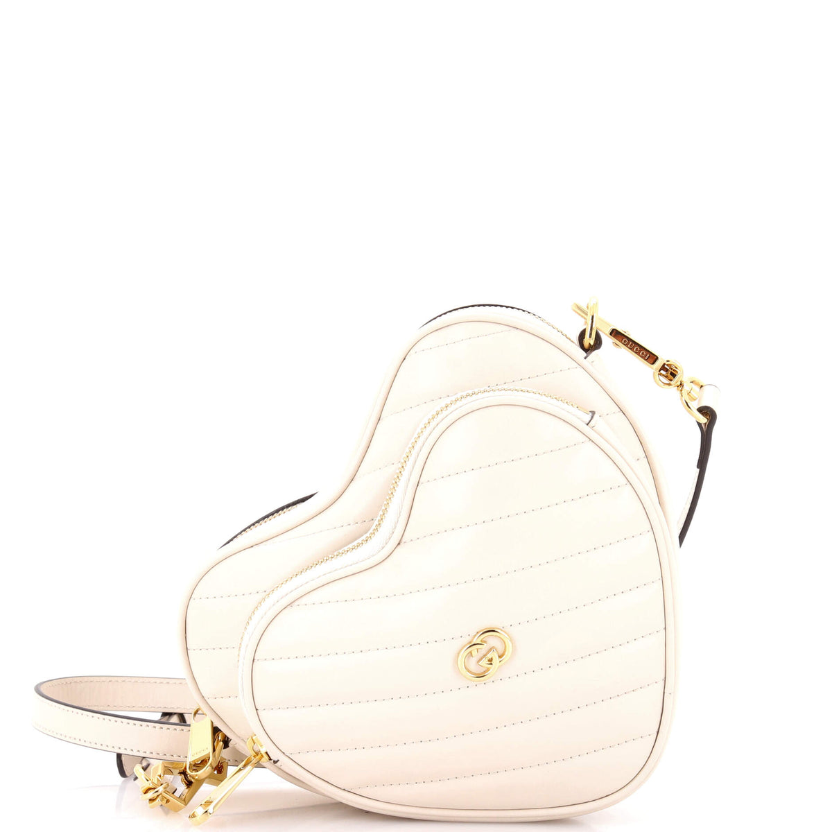 Gucci GUCCI Interlocking G Heart Shoulder Bag Diagonal Quilted Leather Mini