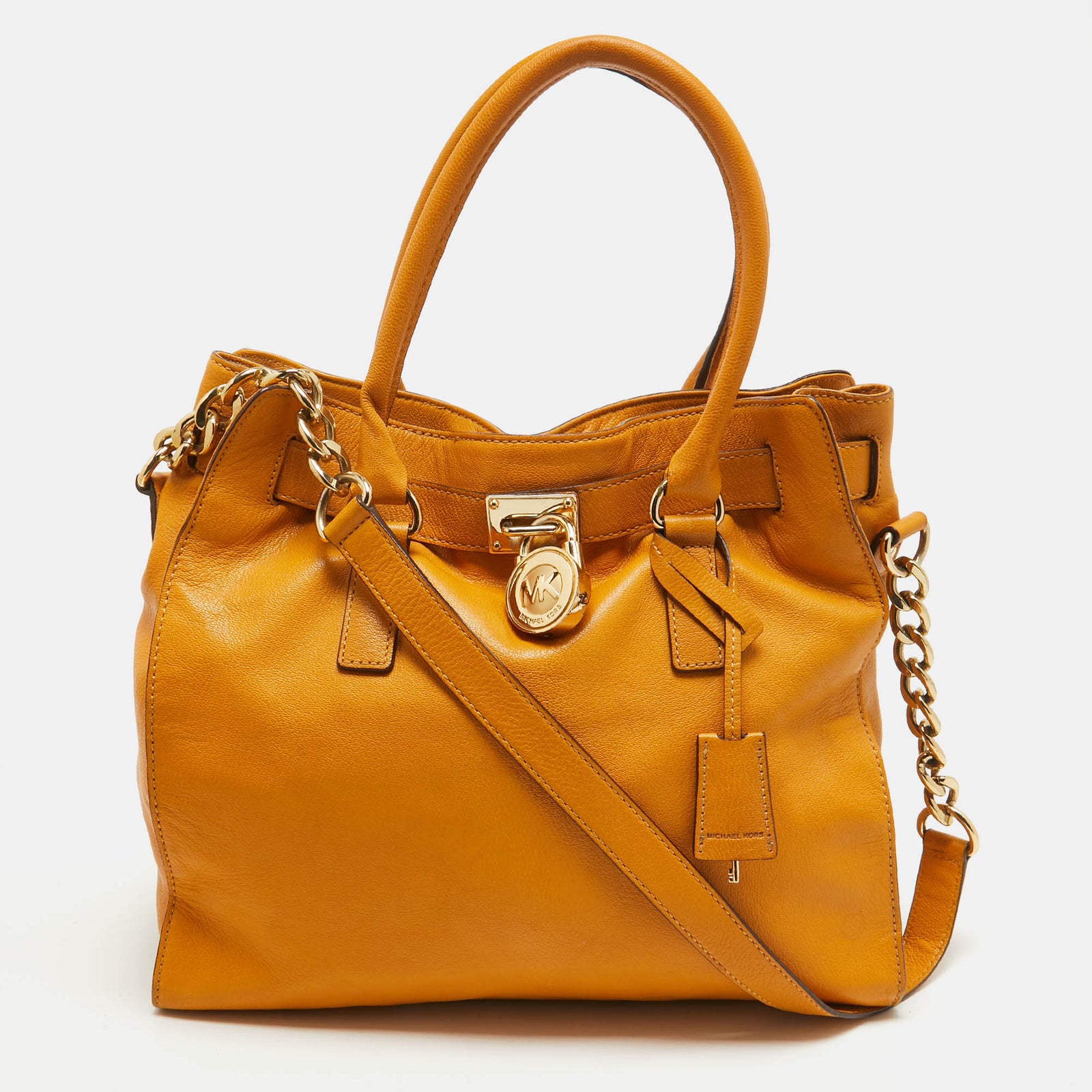 Michael Kors MICHAEL Mustard Leather Large Hamilton North South Tote