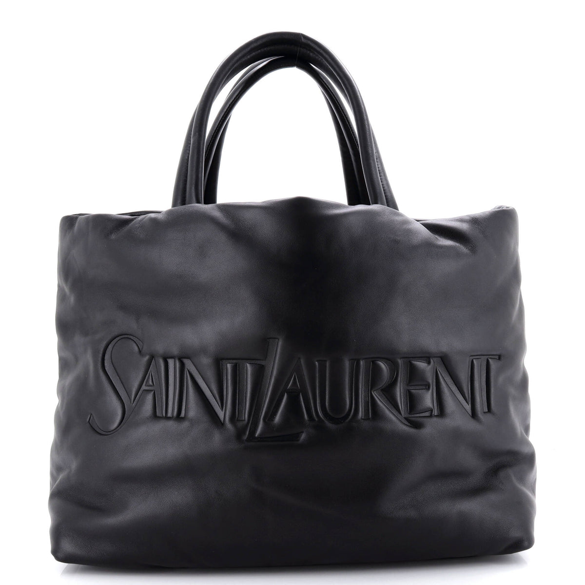 Saint Laurent Debossed Logo Tote Padded Leather