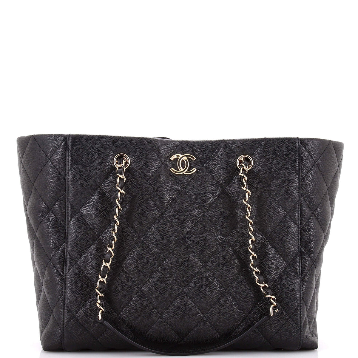 Chanel CHANEL CC Chain Shopping Tote Quilted Caviar Large