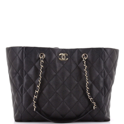 CHANEL CC Chain Shopping Tote Quilted Caviar Large