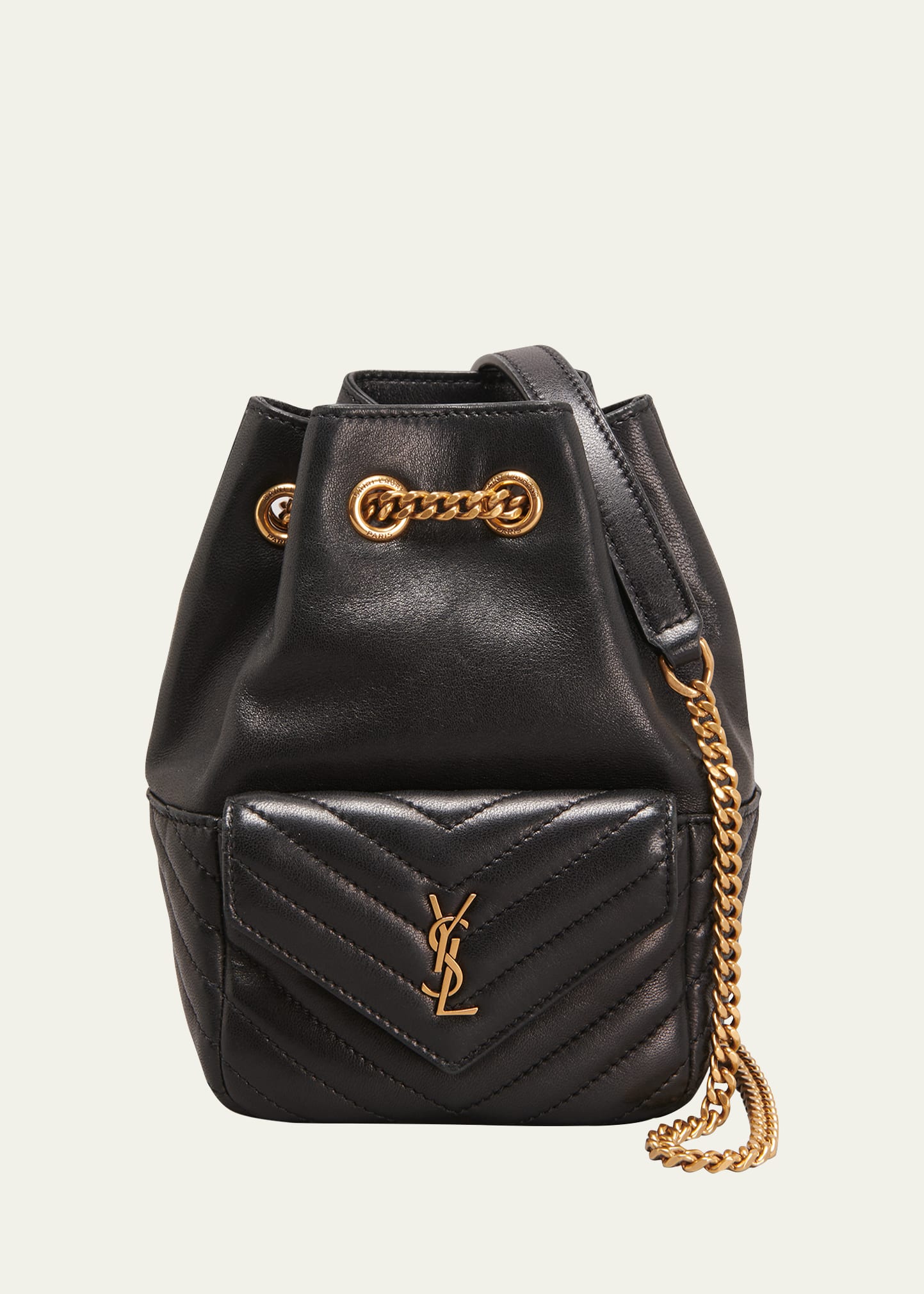 Saint Laurent Joe Mini YSL Bucket Bag in Smooth Leather