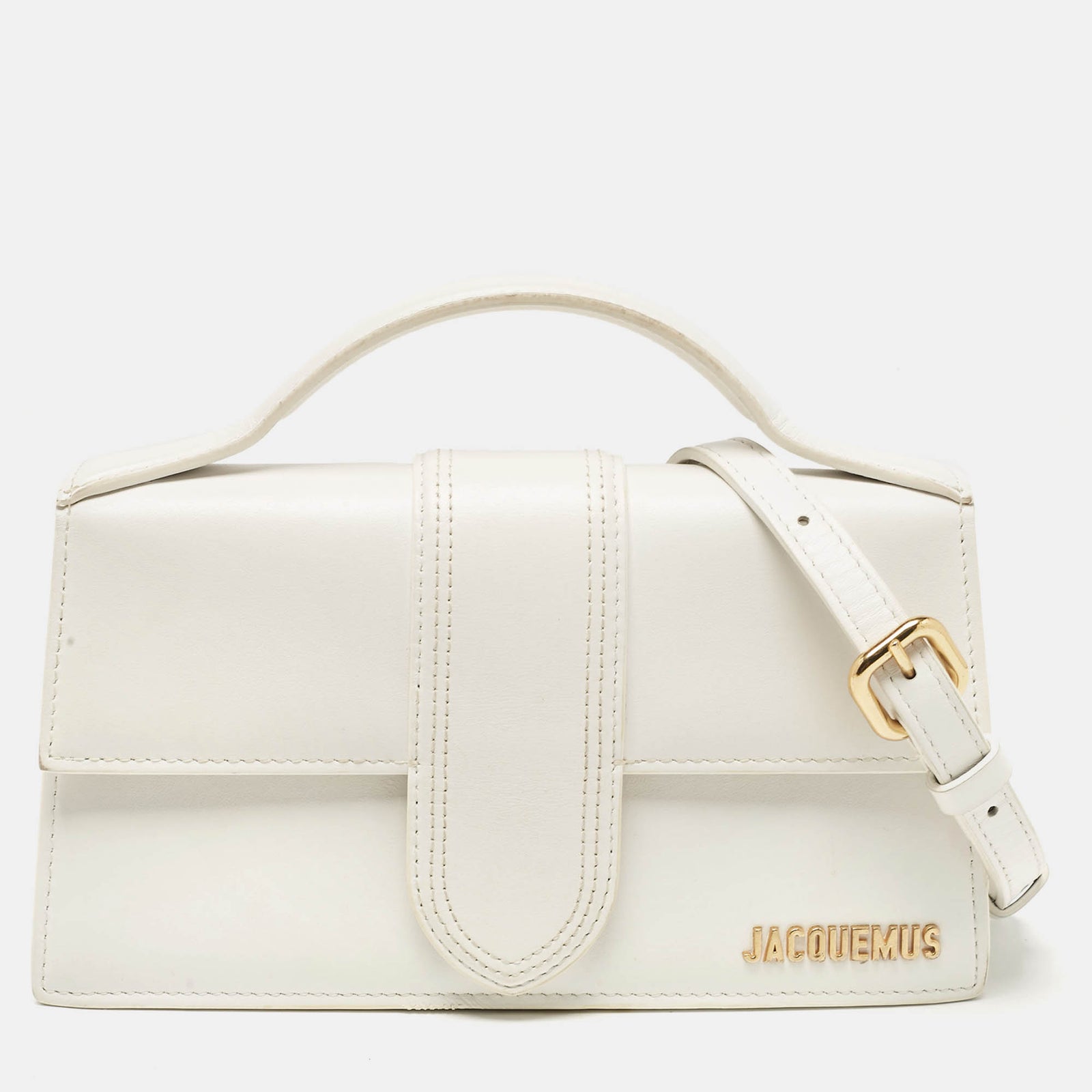 Jacquemus White Leather Le Grand Bambino Top Handle Bag