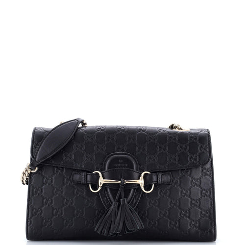 GUCCI Emily Chain Flap Bag Guccissima Leather Medium