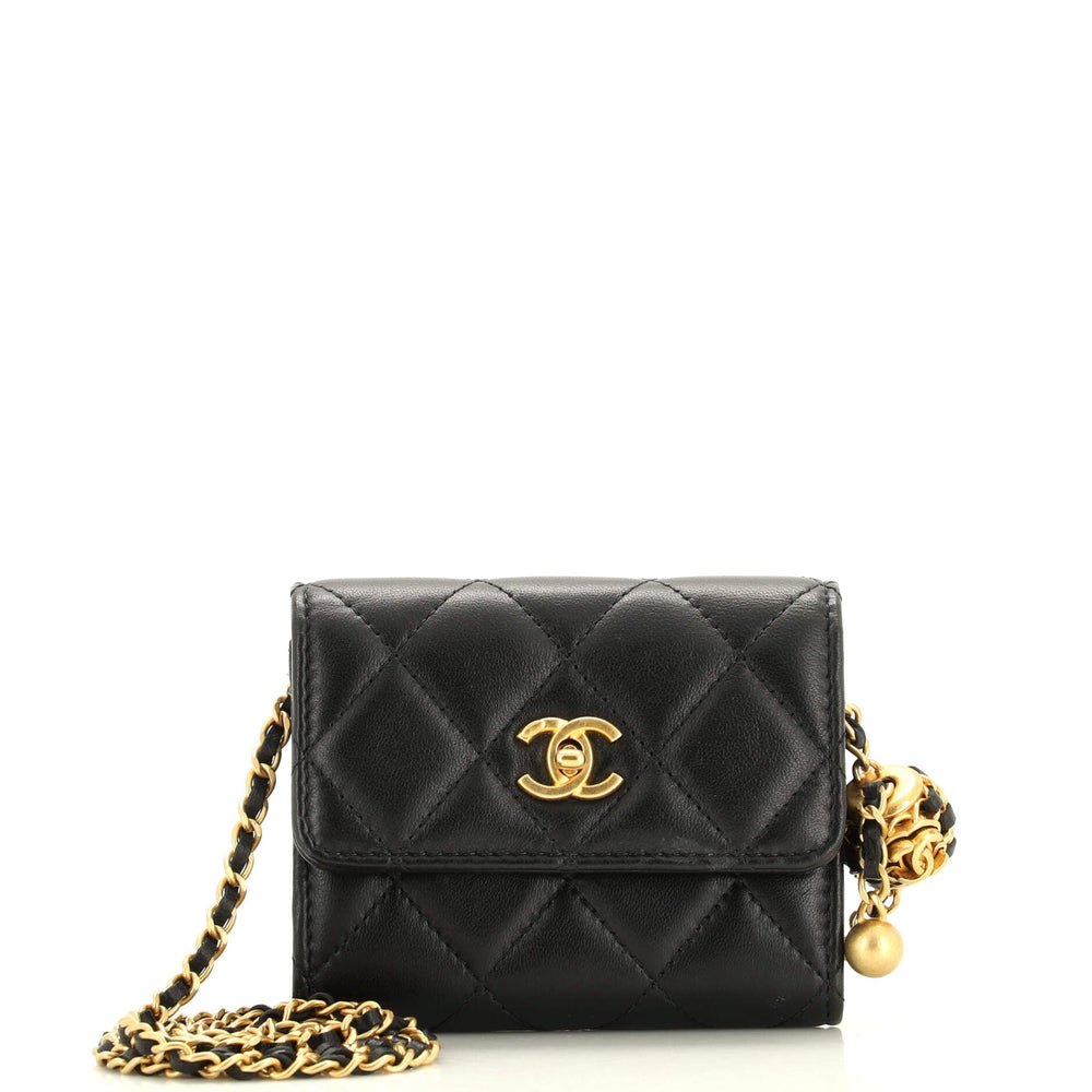 CHANEL Pearl Crush Flap Clutch with Chain Quilted Lambskin Mini