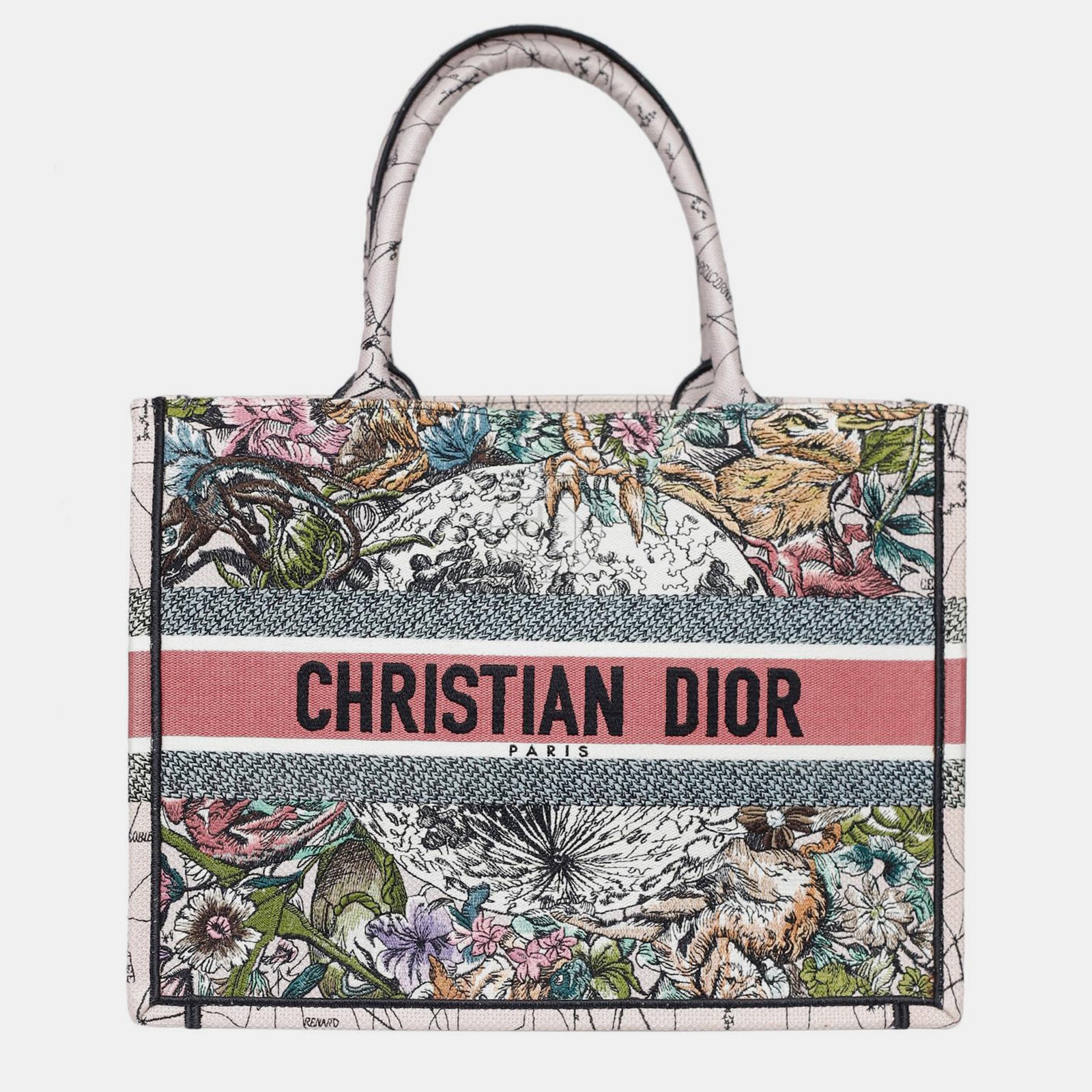 Dior Christian Pink Multicolor Sternzeichen Stickerei Medium Buch Einkaufstasche