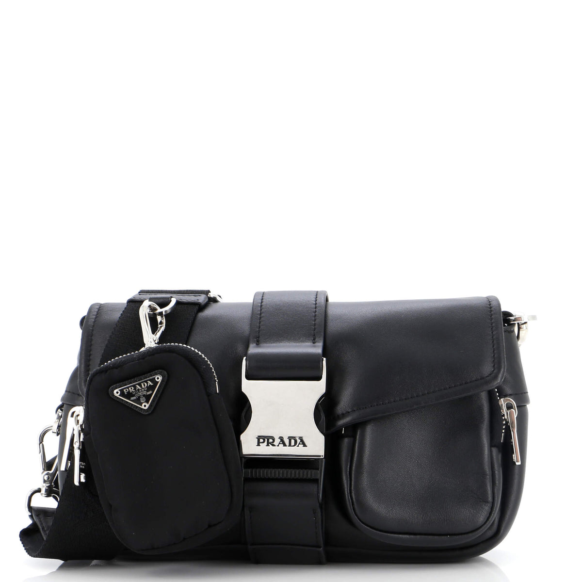 Prada PRADA Pocket Flap Shoulder Bag Leather