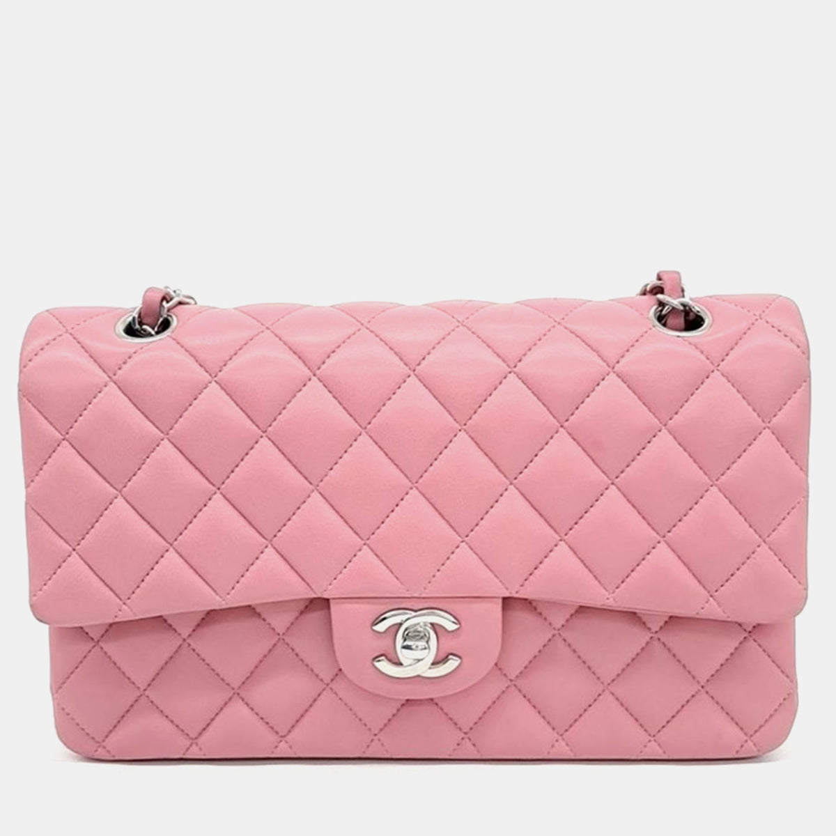 Chanel Pink Lambskin Leather Classic Medium Shoulder Bag