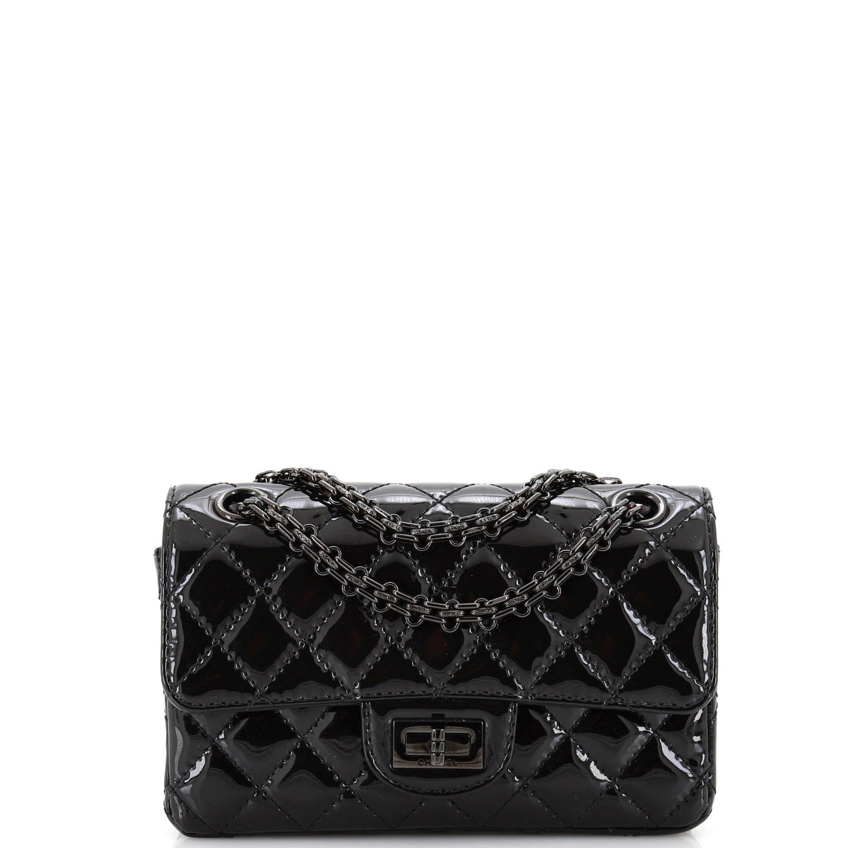 Chanel CHANEL So Black Reissue 2.55 Flap Bag Quilted Patent Mini