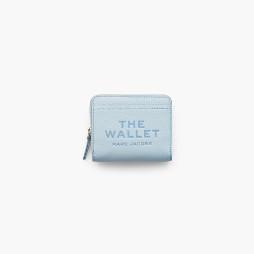 The Leather Mini Compact Wallet in Cloud Blue