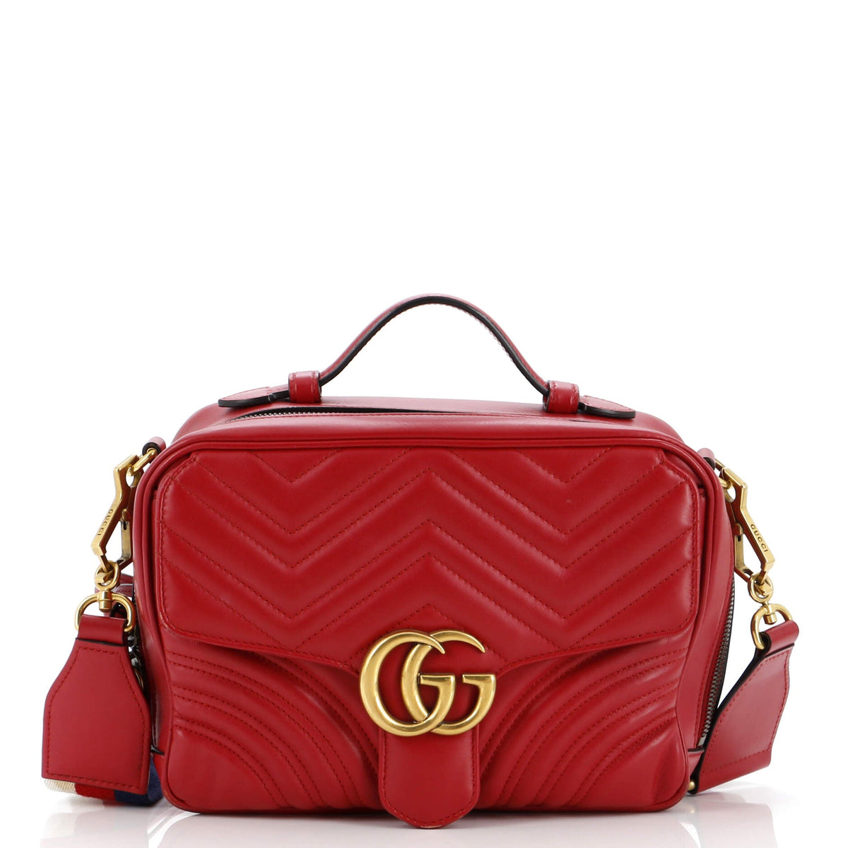 Gucci GUCCI GG Marmont Zip Around Camera Bag Matelasse Leather Small