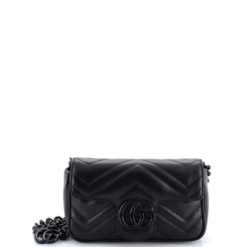GUCCI GG Marmont Flap Belt Bag Matelasse Leather