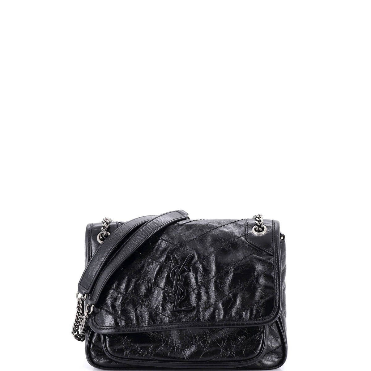 Saint Laurent Niki Chain Flap Bag Matelasse Chevron Leather Baby