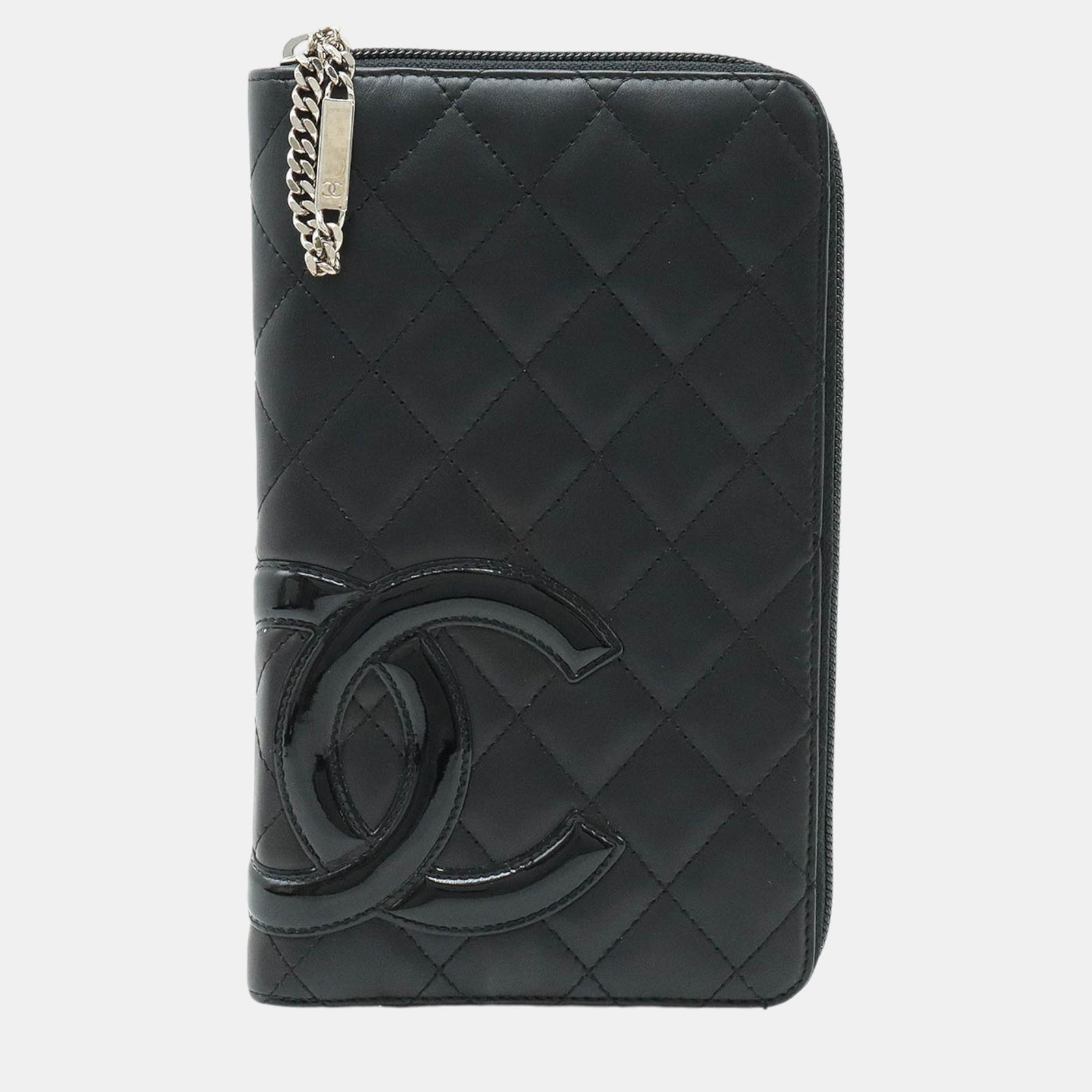 Chanel Cambon Ligne Continental-Geldbörse aus schwarzem Leder