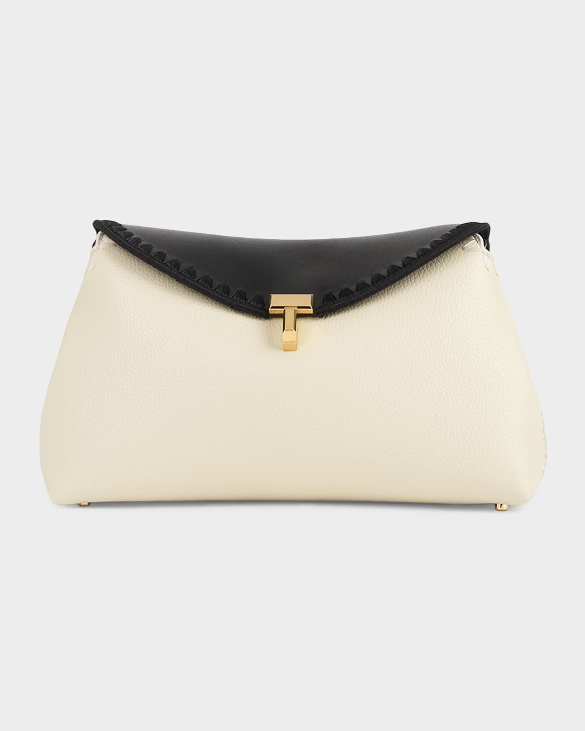 Toteme T-Lock Embroidered Leather Clutch Bag
