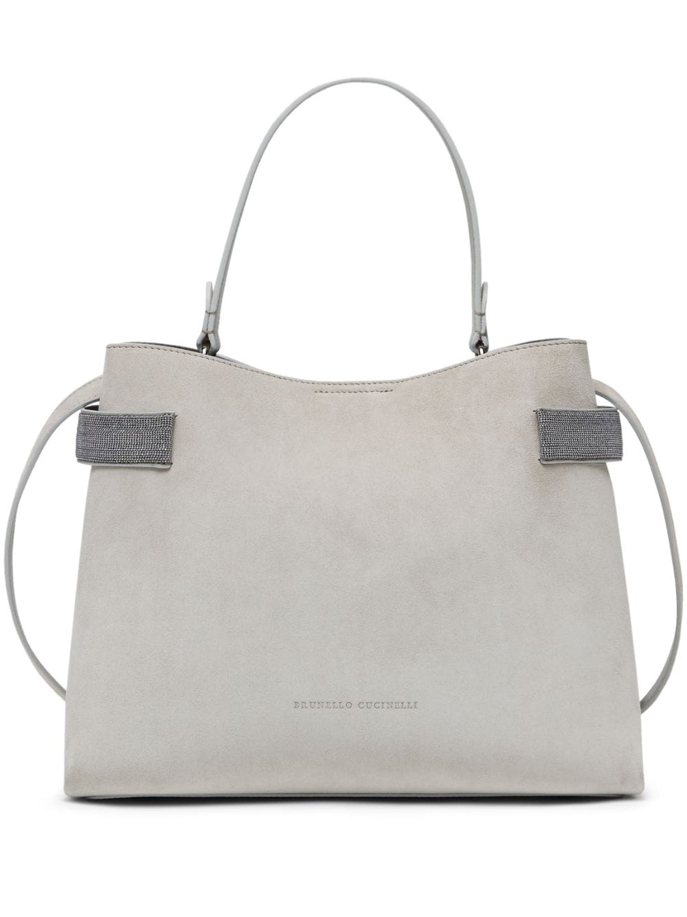 Brunello Cucinelli Women's Suede Essence Handbag in Light Grey | Size UNI | MBDLD2503C9593