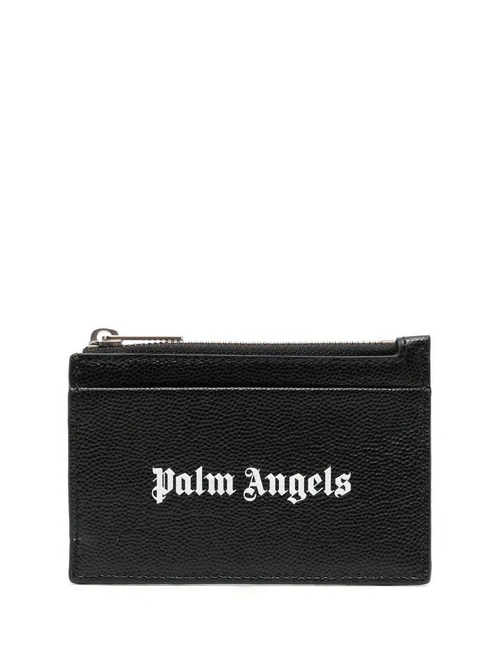 Palm Angels Men's Portacarte Logo in Black | Size UNICA | PMND007F22LEA002