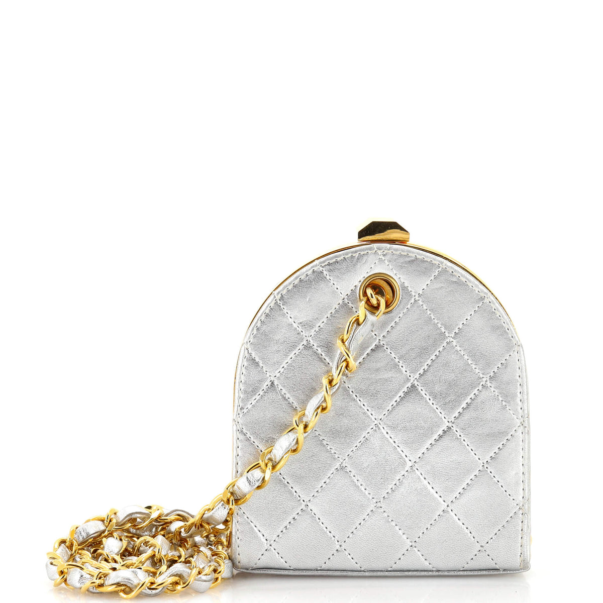 Chanel CHANEL Vintage Frame Clutch Bag Quilted Leather Mini