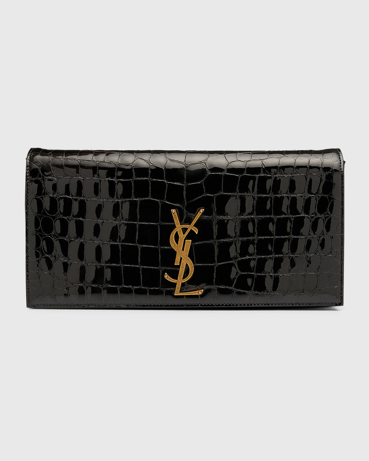 Boss Kate YSL Clutch Bag in Croc-Embossed Patent Leather