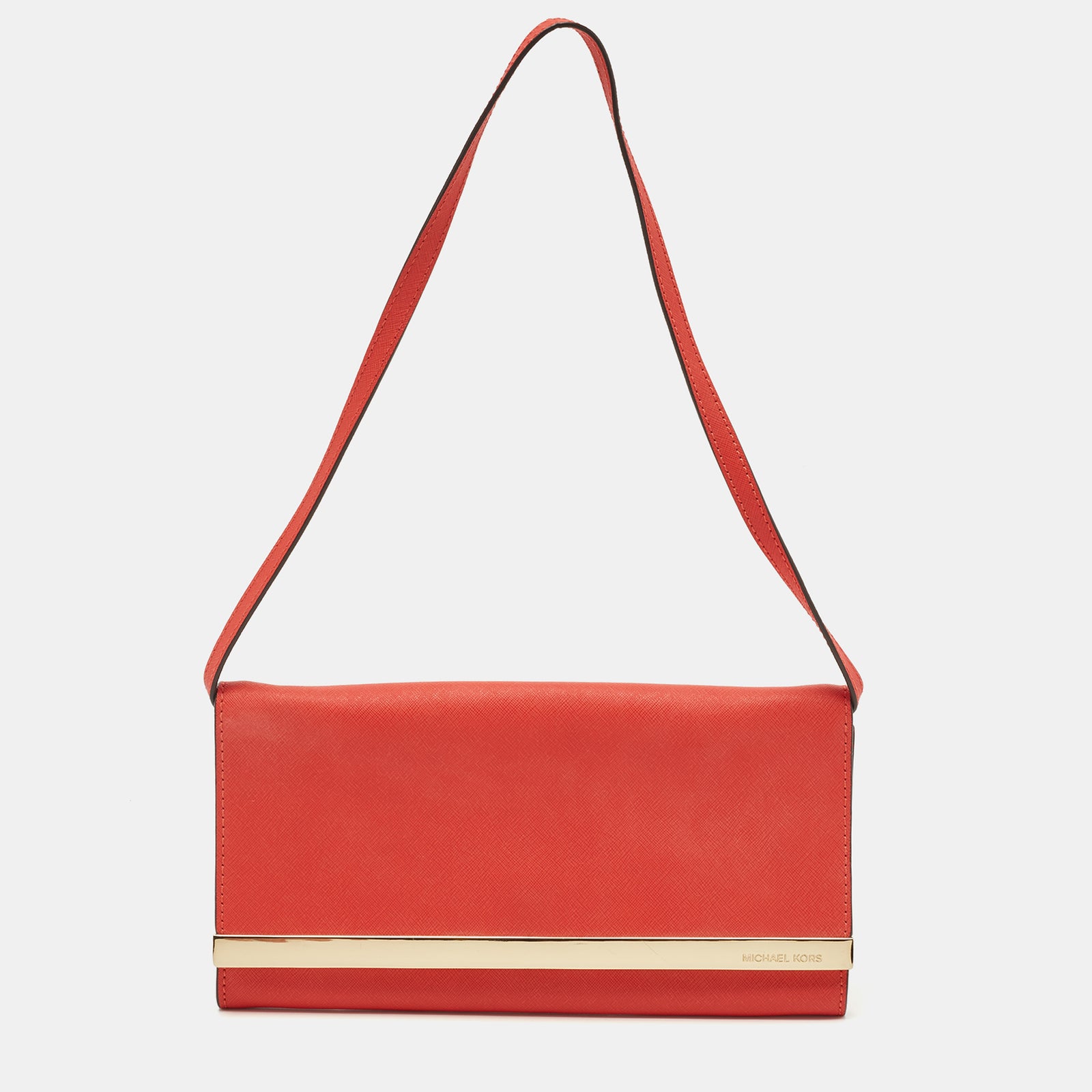 Michael Kors Red Leather Tilda Clutch Bag