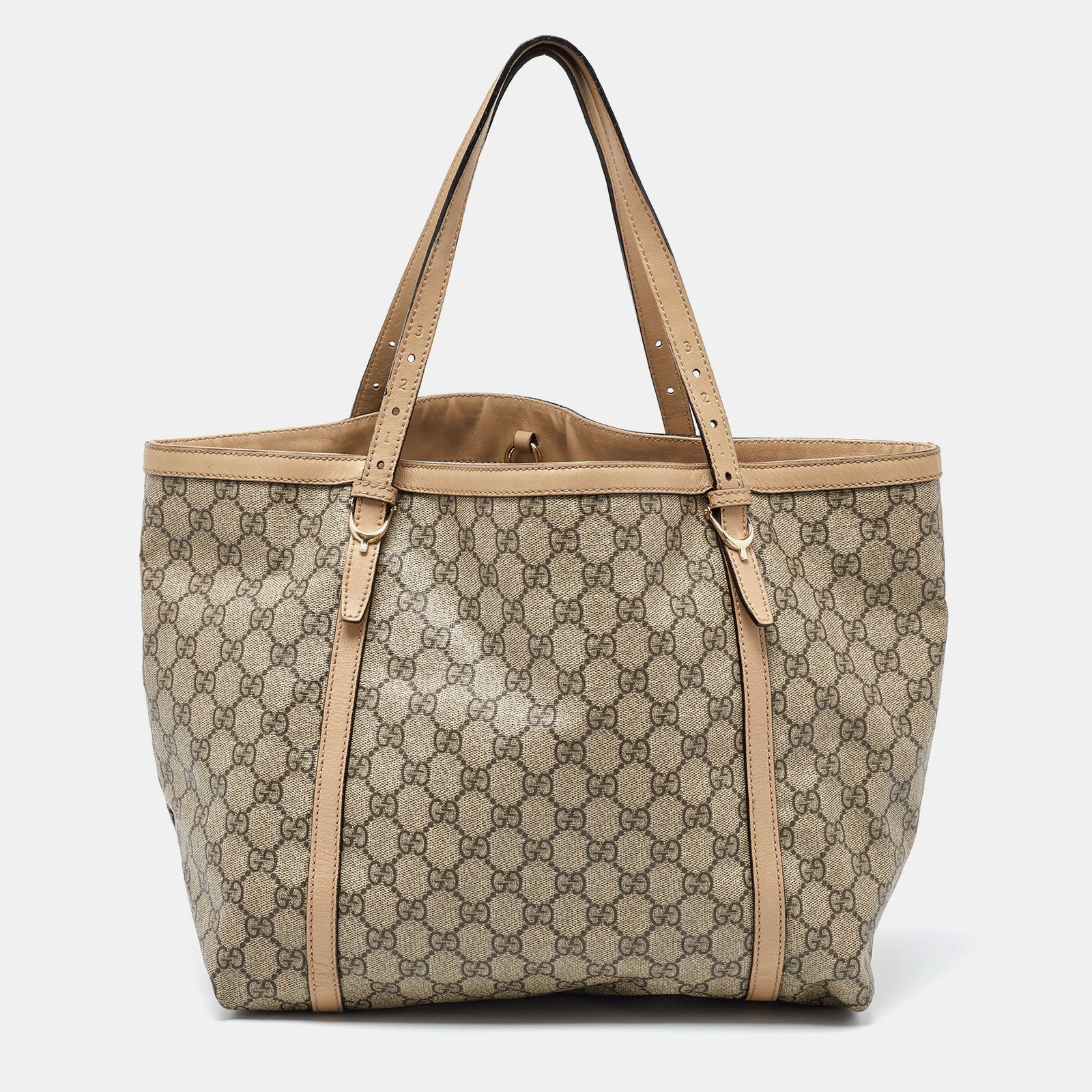 Gucci Beige GG Supreme Canvas and Leather Nice Tote