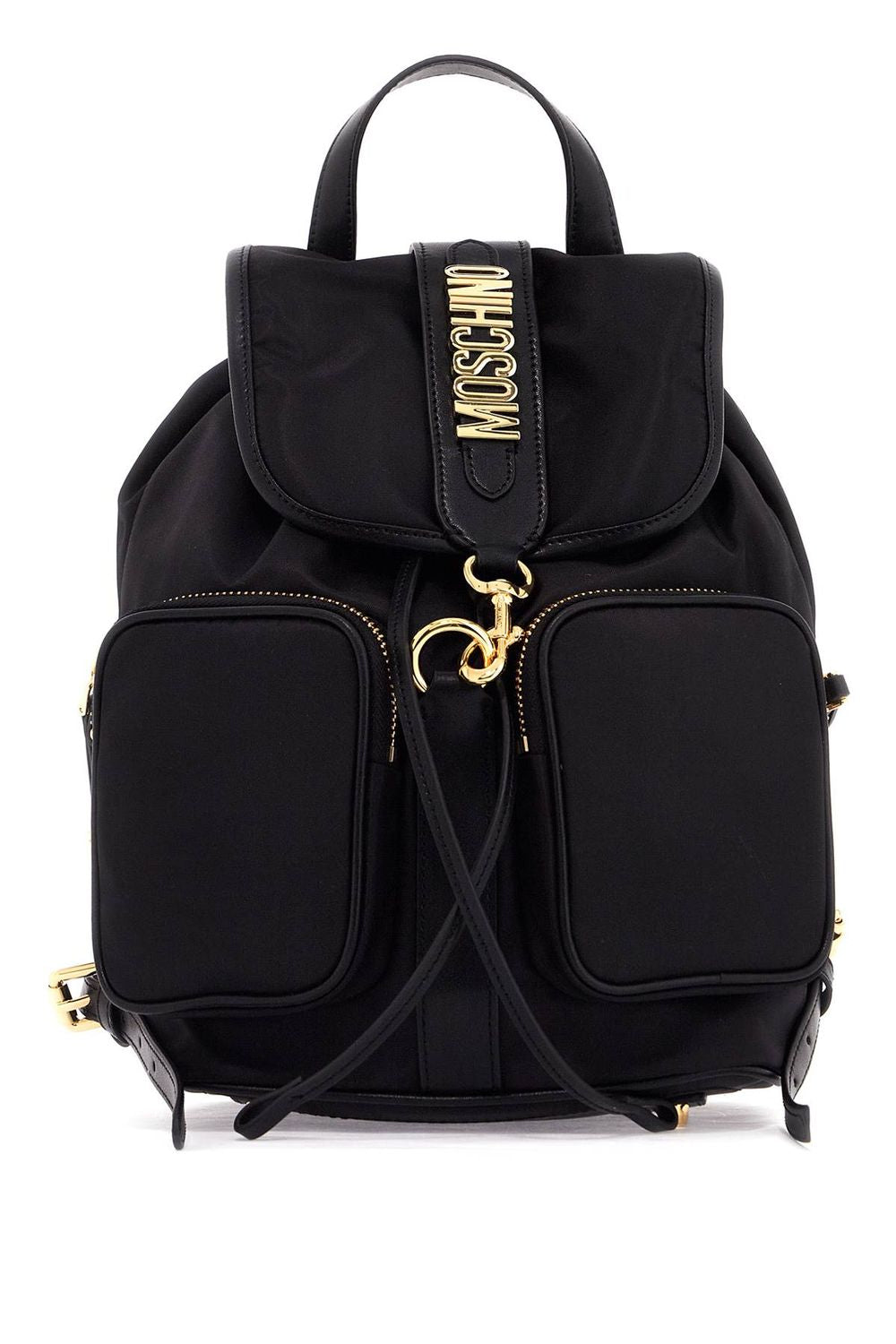 Women's Backpack With Metal Lettering in Nero | B76038202