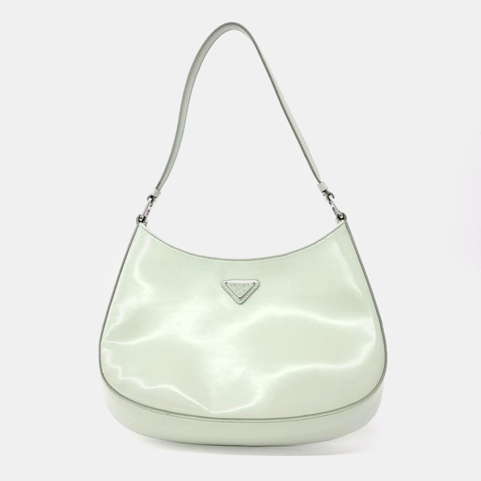 Prada White Patent Leather Cleo Hobo Bag