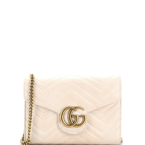 GUCCI GG Marmont Chain Wallet Matelasse Leather Mini