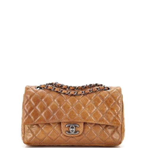 CHANEL Classic Double Flap Bag Quilted Crinkled Patent Medium