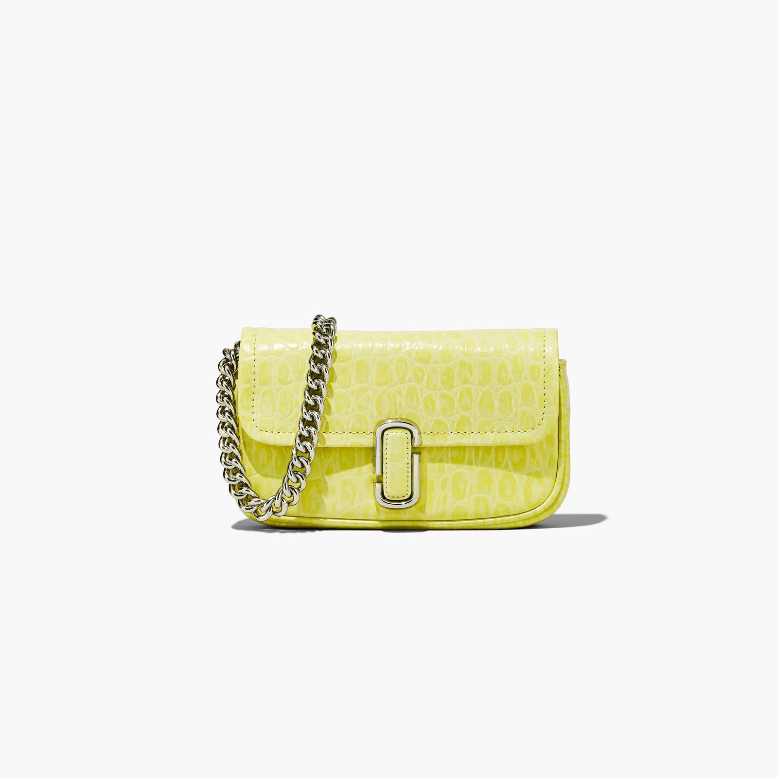 Marc Jacobs Le mini sac J Marc en cuir gaufré façon croco en jaune tendre