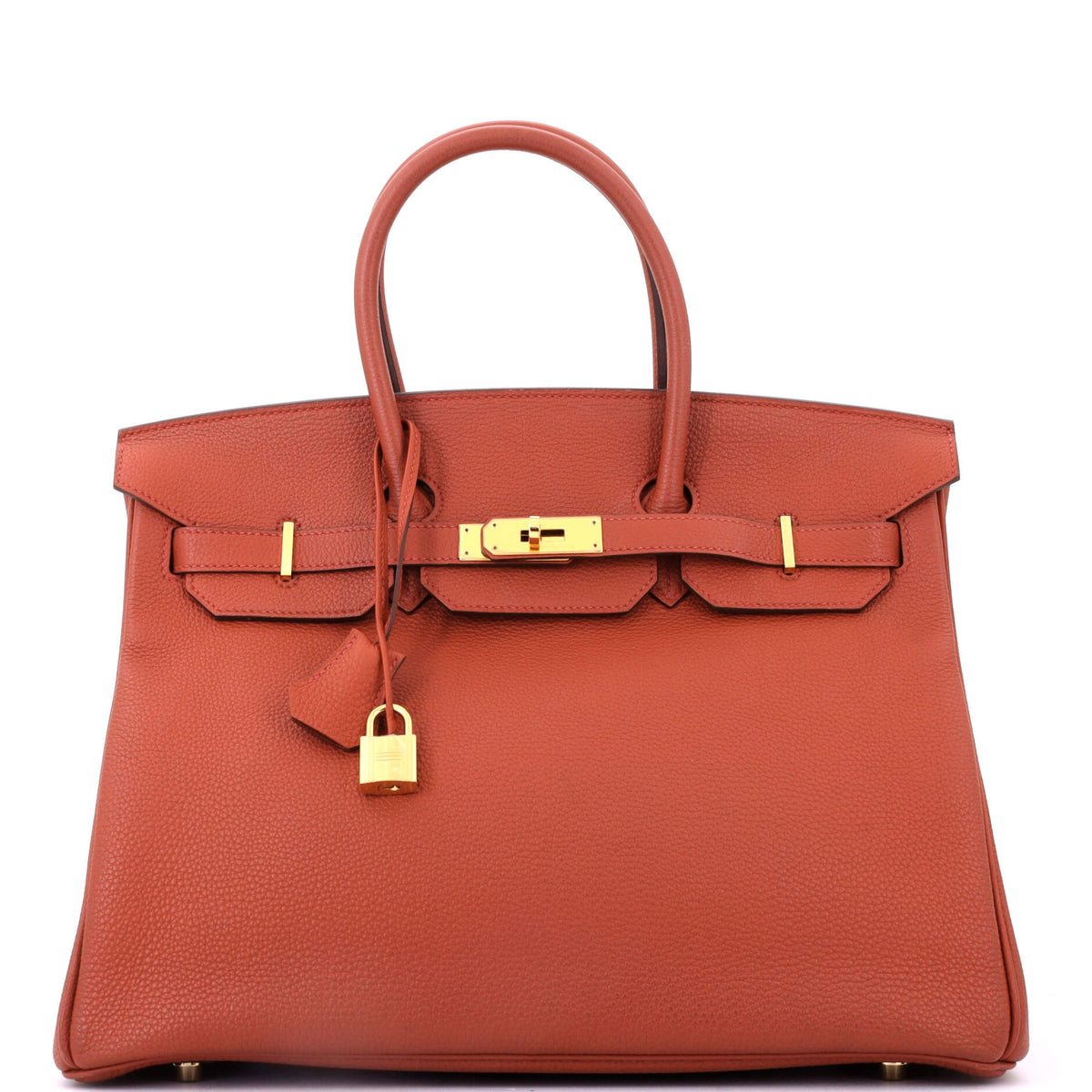 Herm?s Birkin Handbag Brique Togo with Gold Hardware 35
