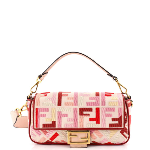 FENDI Baguette NM Bag Zucca Embroidered Canvas Medium