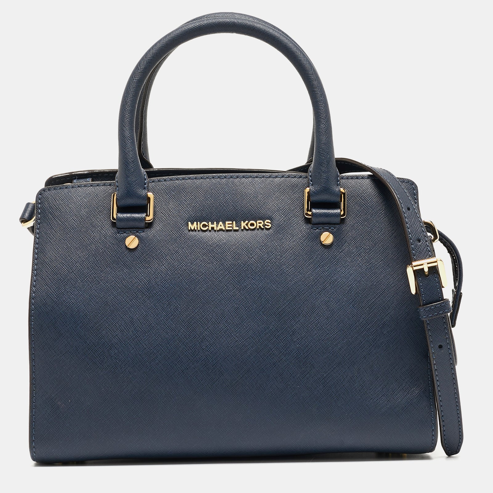 Michael Kors Michael Michael Kors Navy Blue Leather Medium Selma Tote