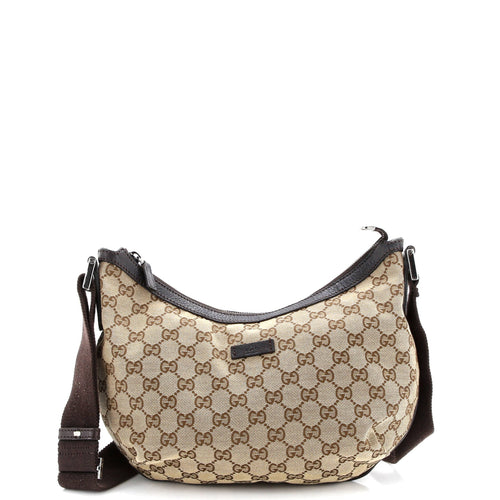 GUCCI Saddle Zip Messenger Bag GG Canvas with Leather Medium