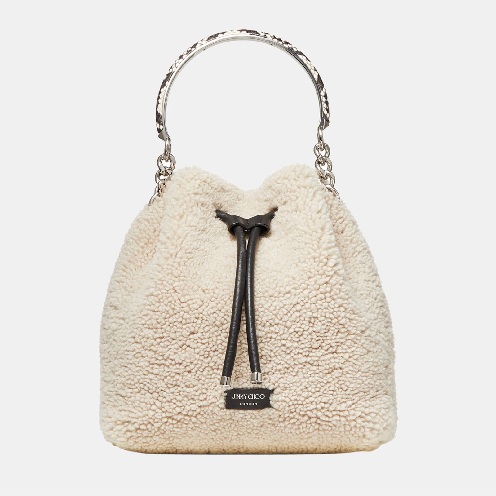 Jimmy Choo Beige - Leather Wool - Bucket Shoulder Bag