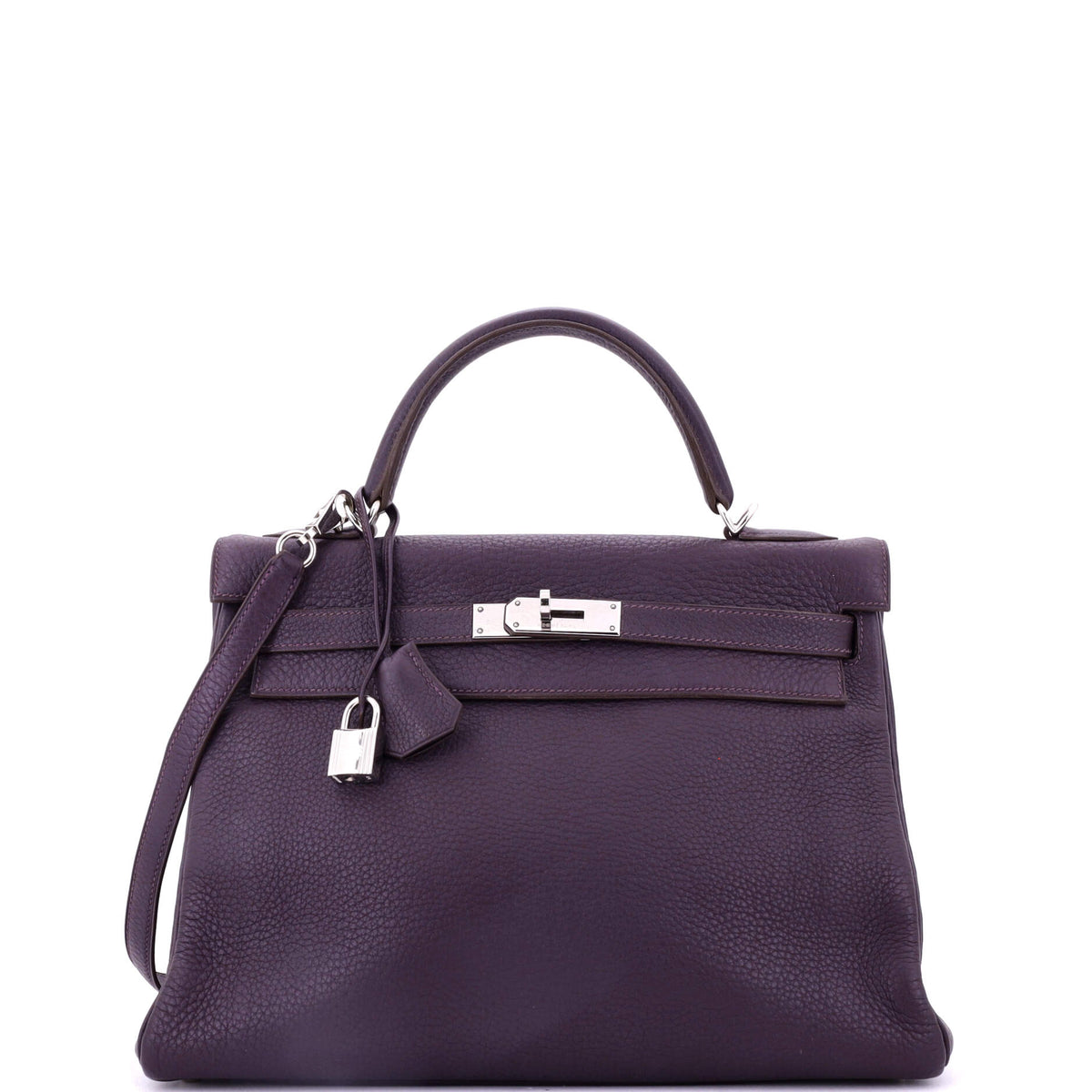 Herm?s Kelly Handbag Cassis Clemence with Palladium Hardware 32