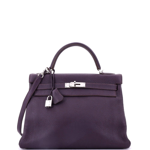 Kelly Handbag Cassis Clemence with Palladium Hardware 32